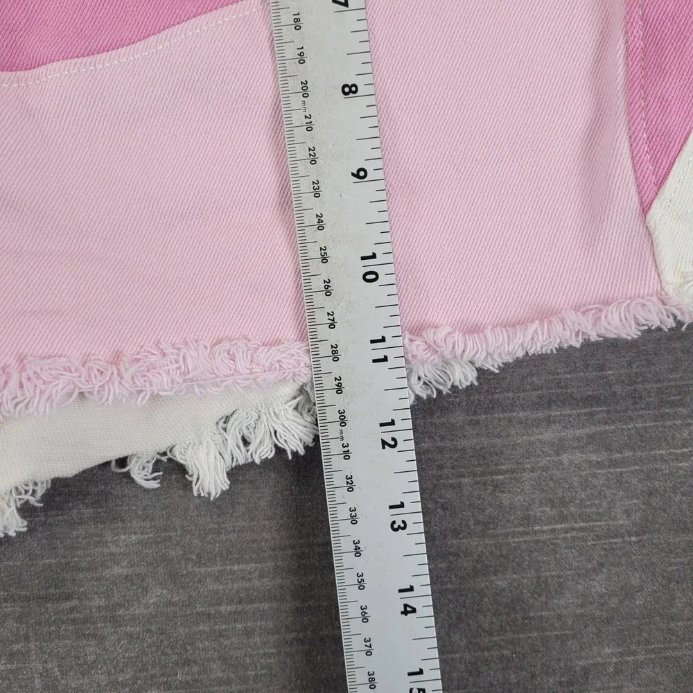 Hollister High Rise Mom Shorts Pink White Colorblock Size 5 Vintage‎ Stretch